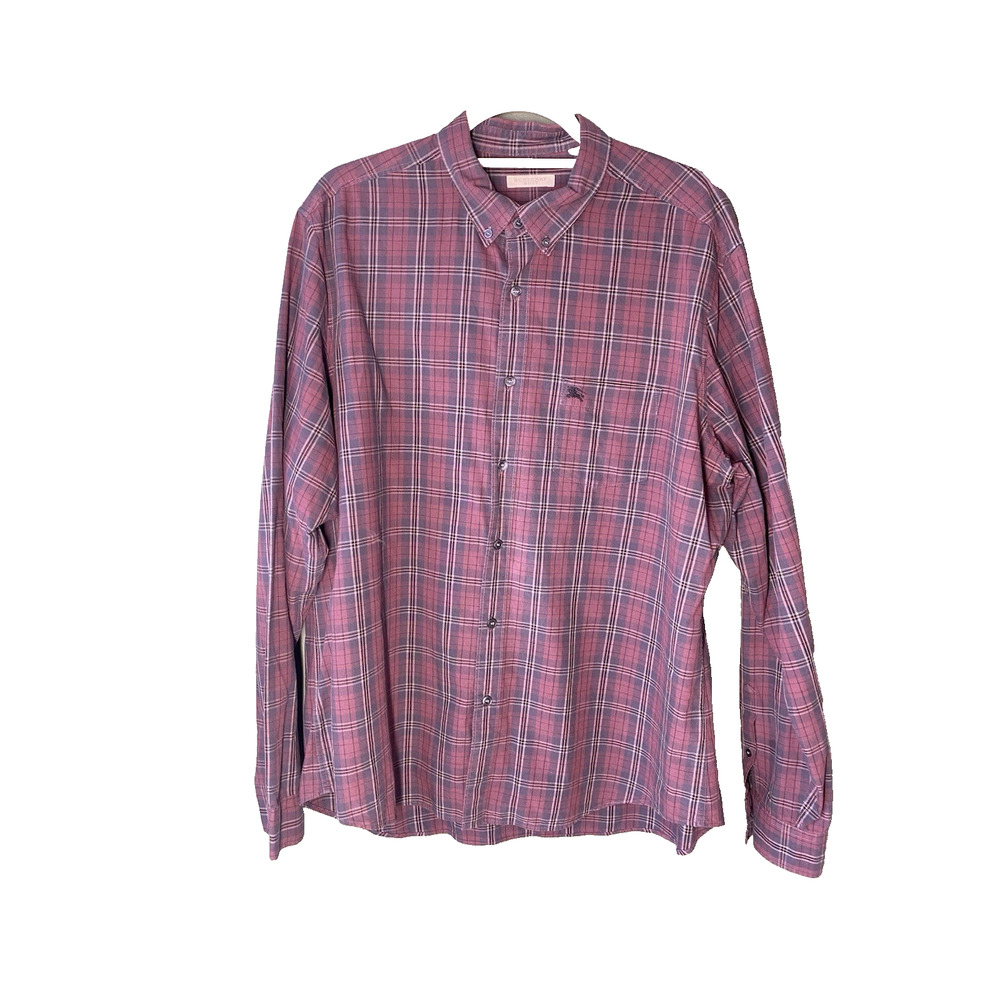 Burberry Brit Shirt Men's XXL Plaid Cotton Designer Career Office Button Down